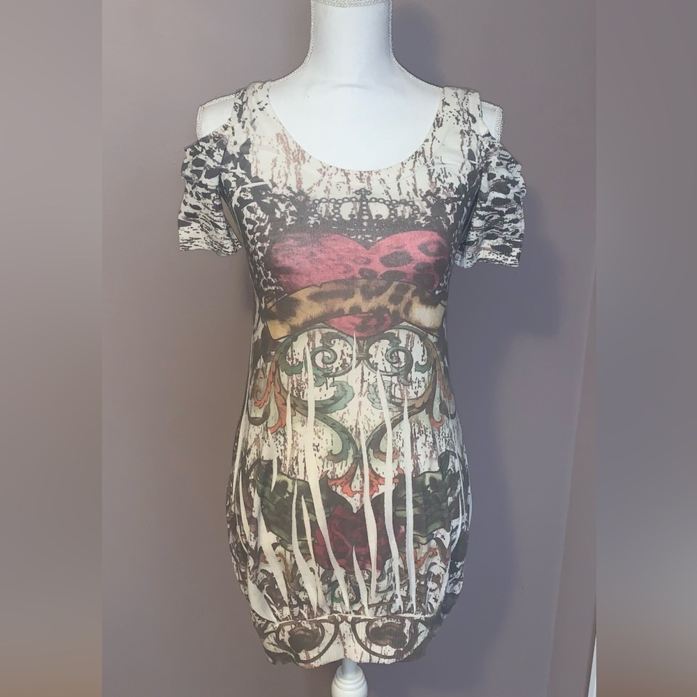 Y2K club dress - cold shoulders, short sleeved - sz M EUC